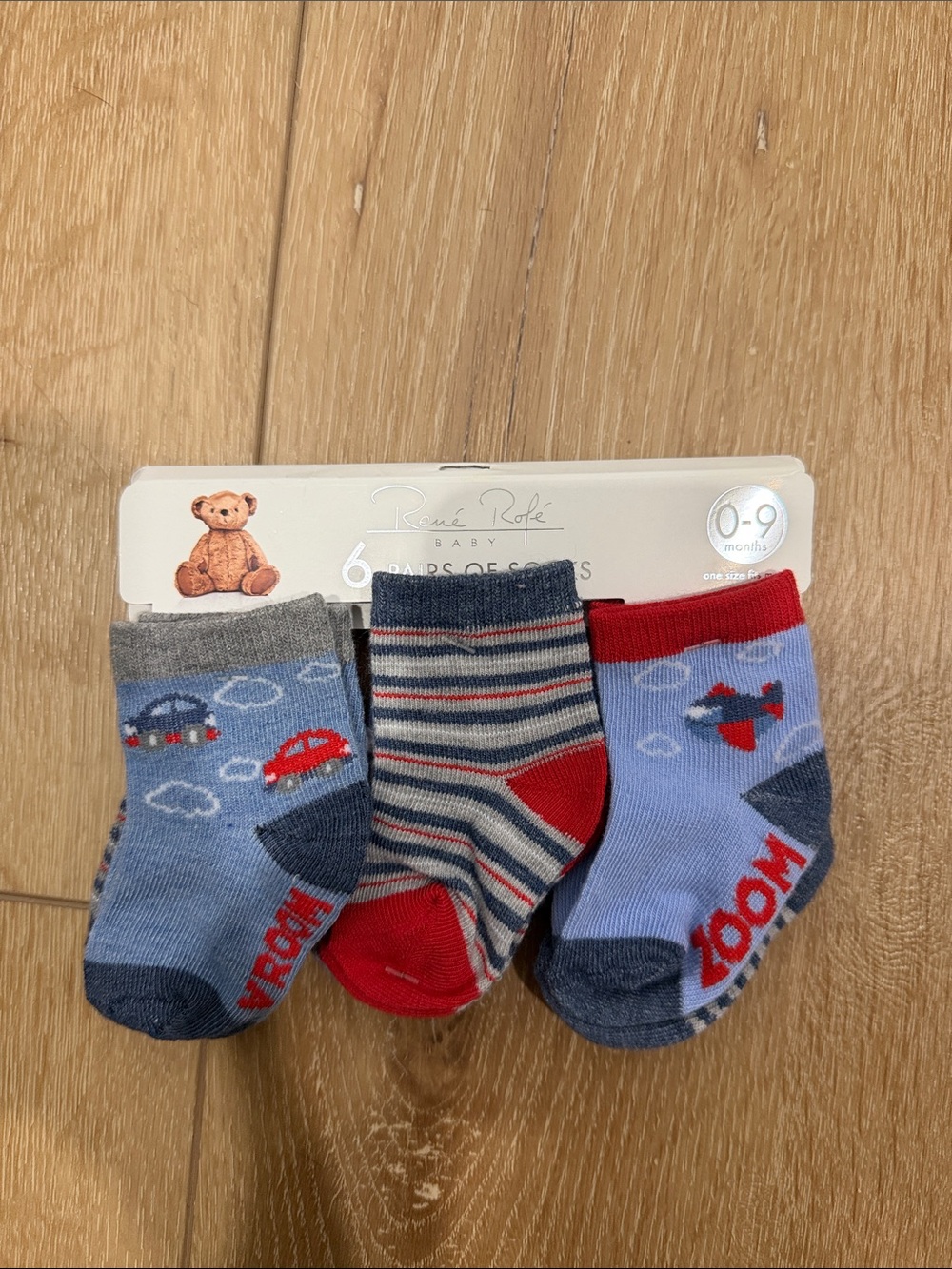 NEW!! René Rofe Baby 6-Pack Blue & Red Baby Socks
